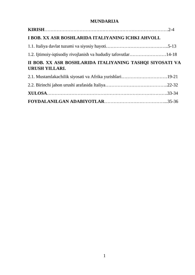 BOB. XX ASR BOSHLARIDA ITALIYANING ICHKI AHVOLI 1