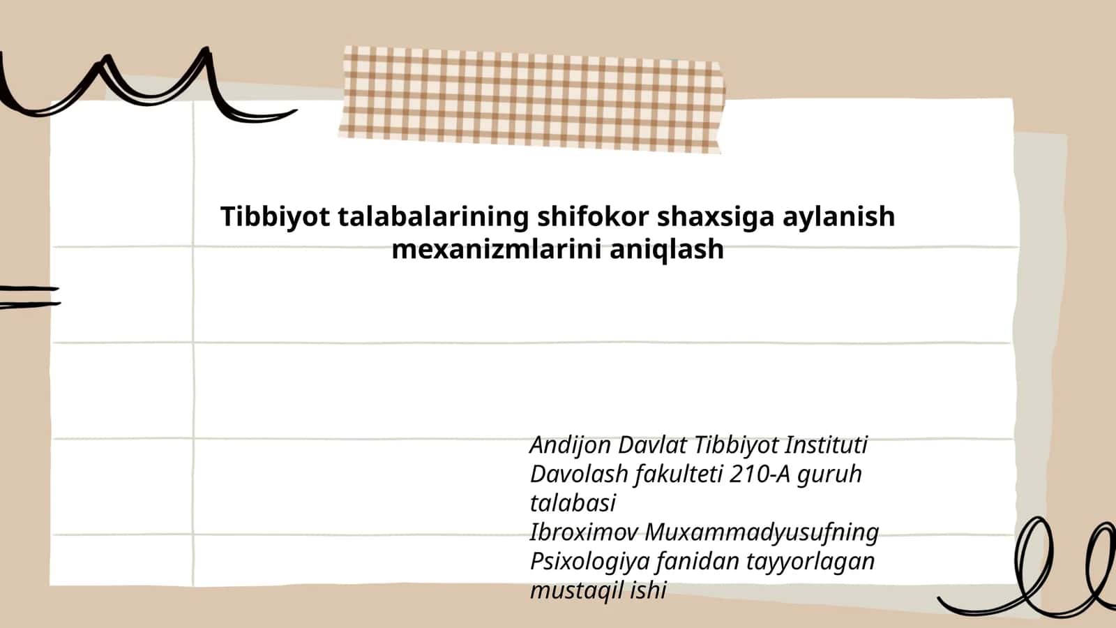 Tibbiyot talabalarining shifokor shaxsiga aylanish mexanizmlarini aniqlash 1