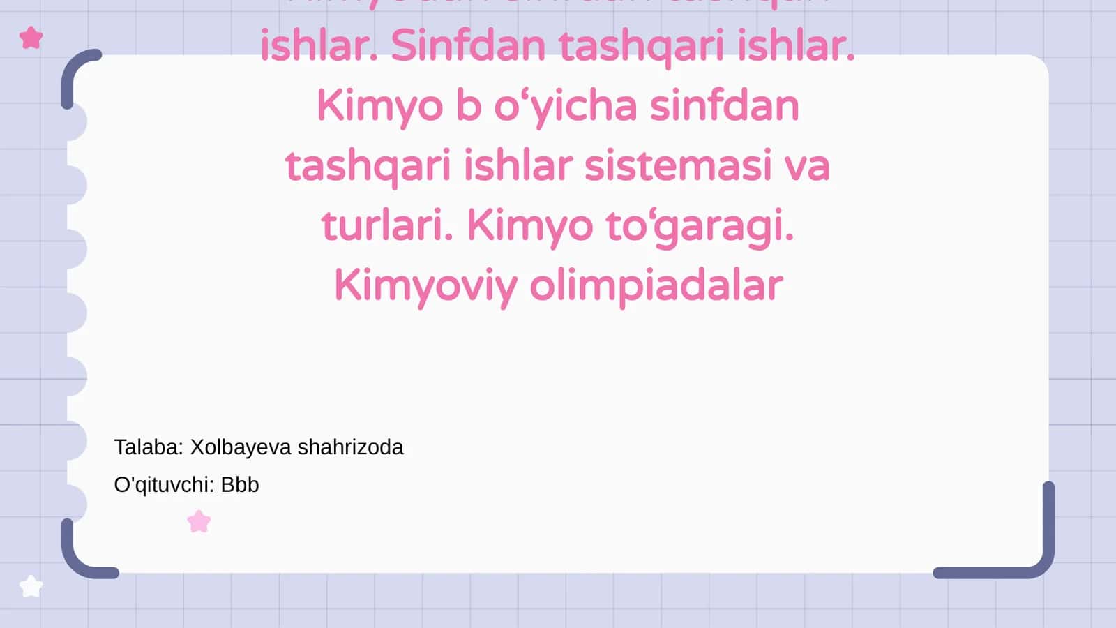 Kimyodan Sinfdan Tashqari Ishlar 1