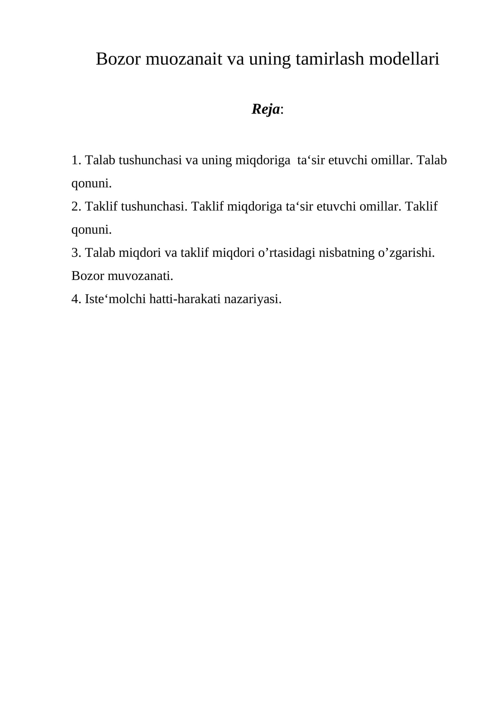 Bozor muozanait va uning tamirlash modellari 1