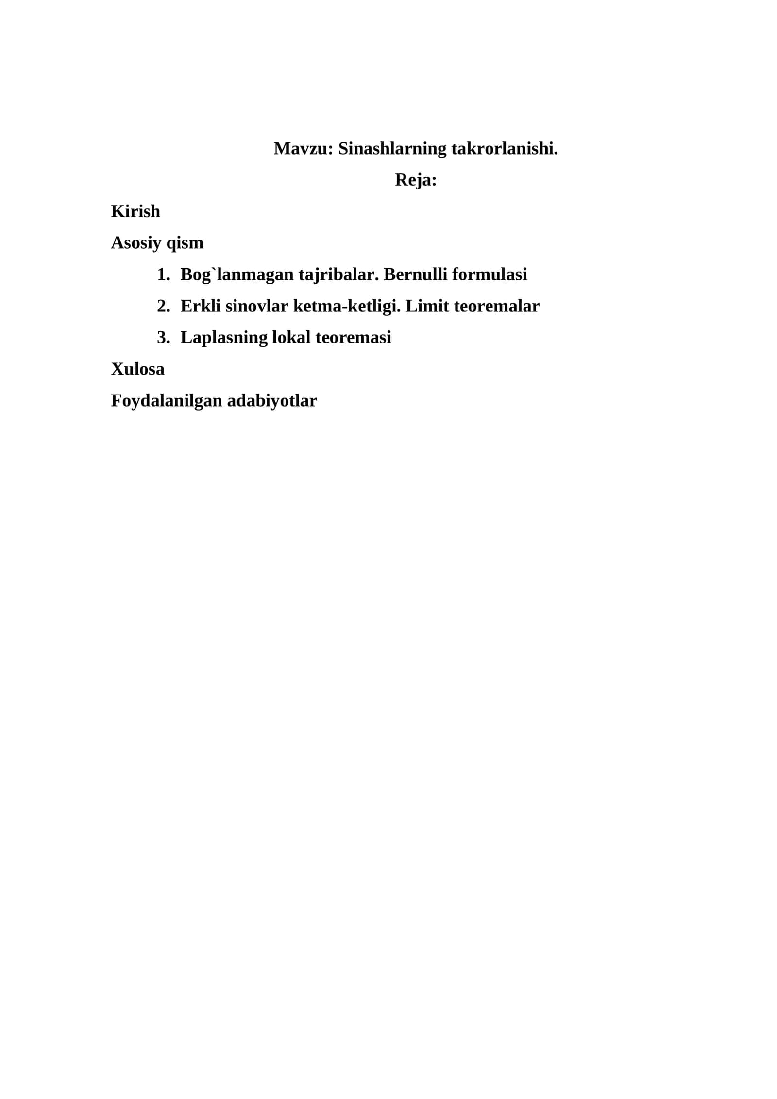 Sinashlarning takrorlanishi 1
