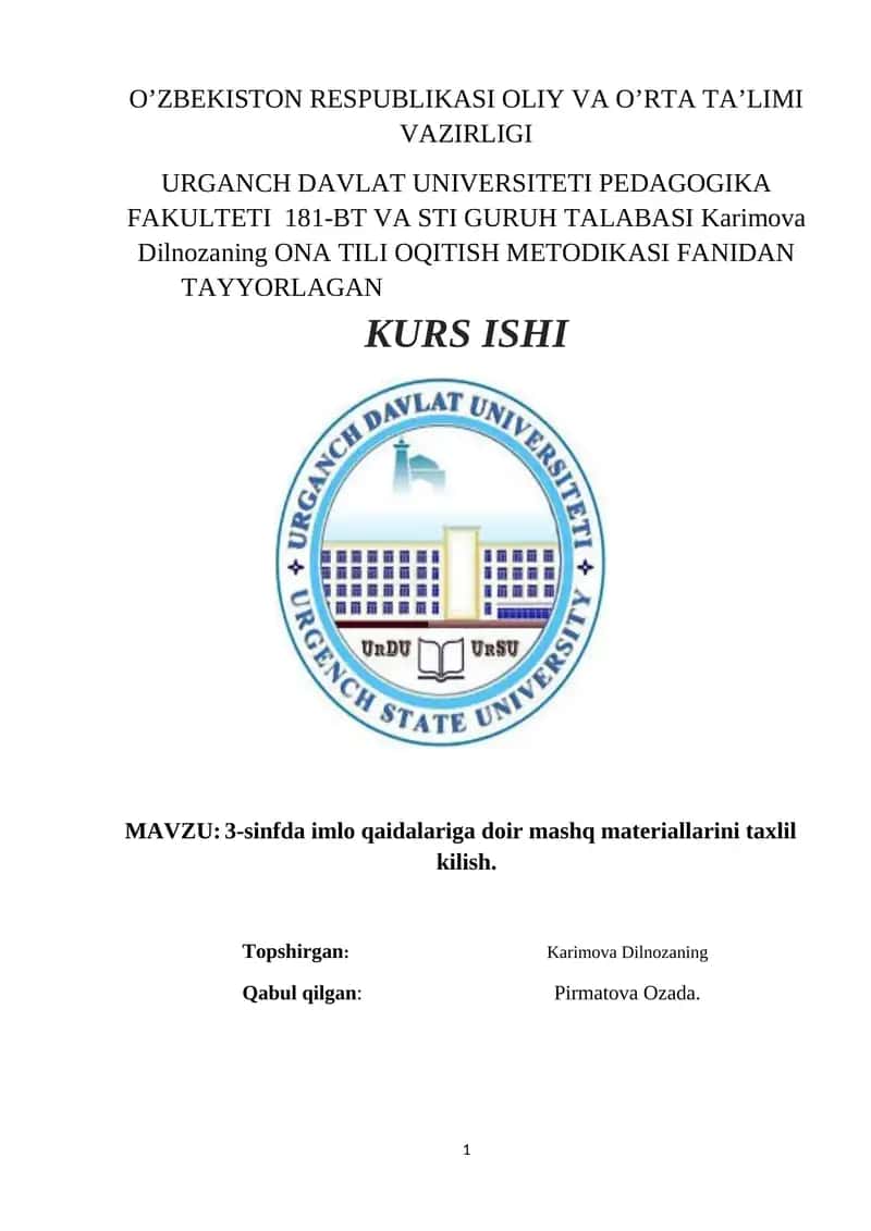 3-sinfda imlo qaidalariga doir mashq materiallarini taxlil kilish 1