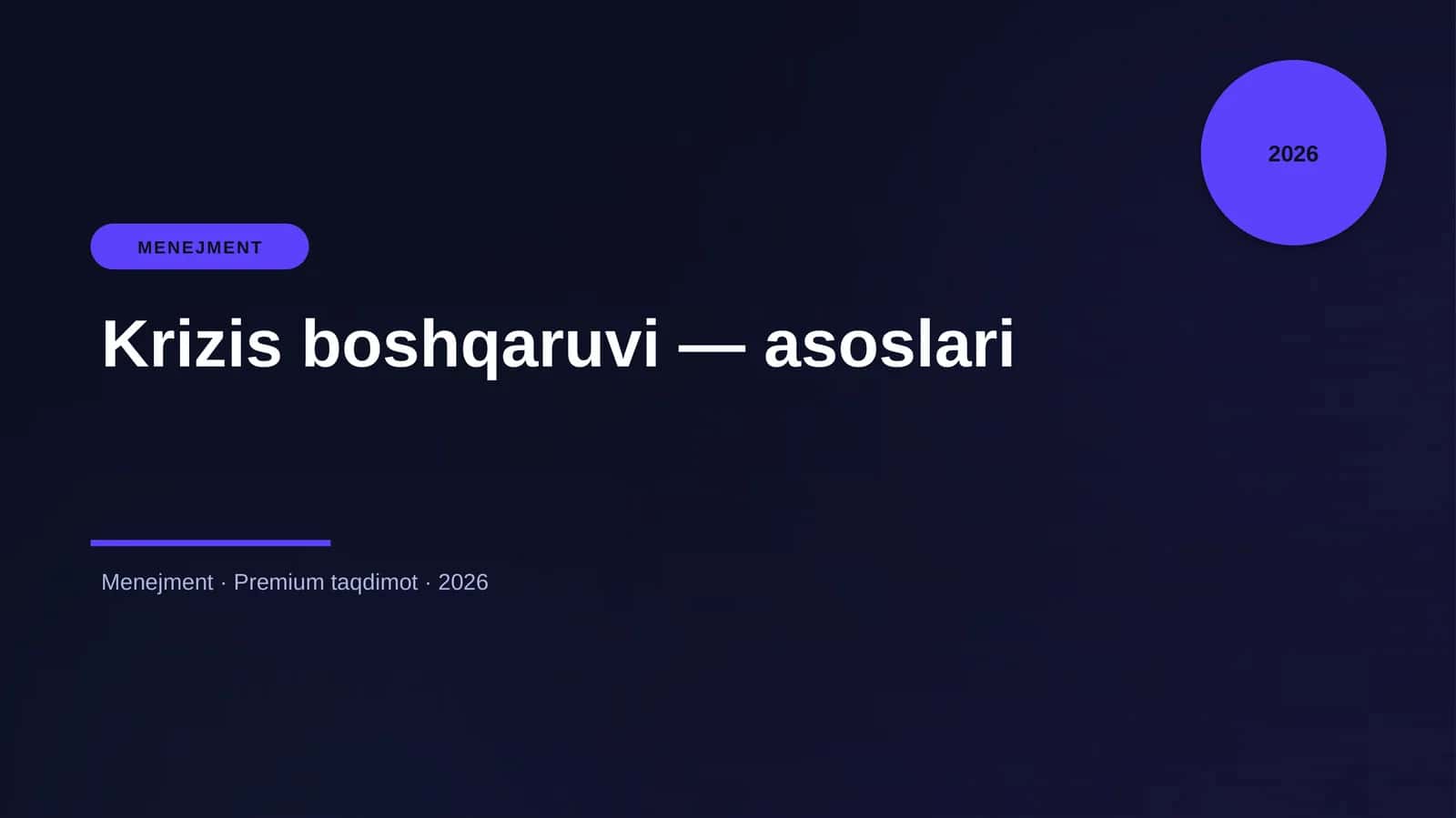 Krizis boshqaruvi — asoslari 1