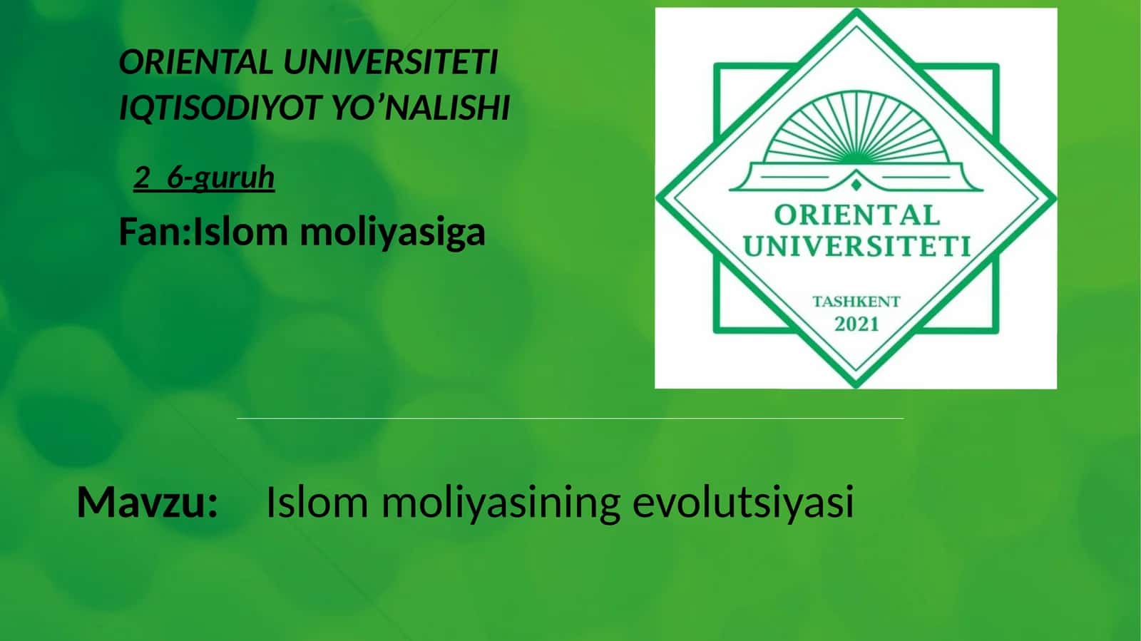 Islom moliyasiga evolutsiyasi 1
