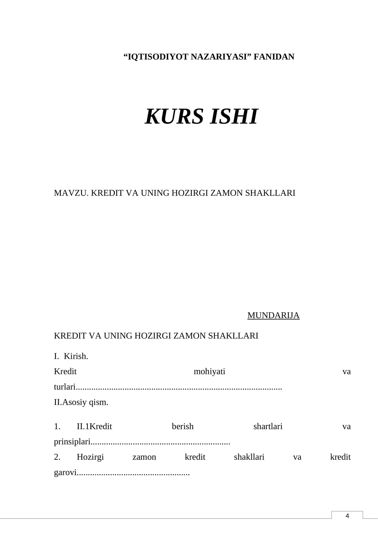 IQTISODIYOT NAZARIYASI KURS ISHI 1