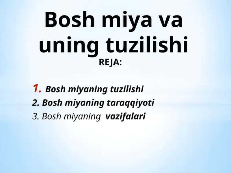 Bosh miya va uning tuzilishi 1