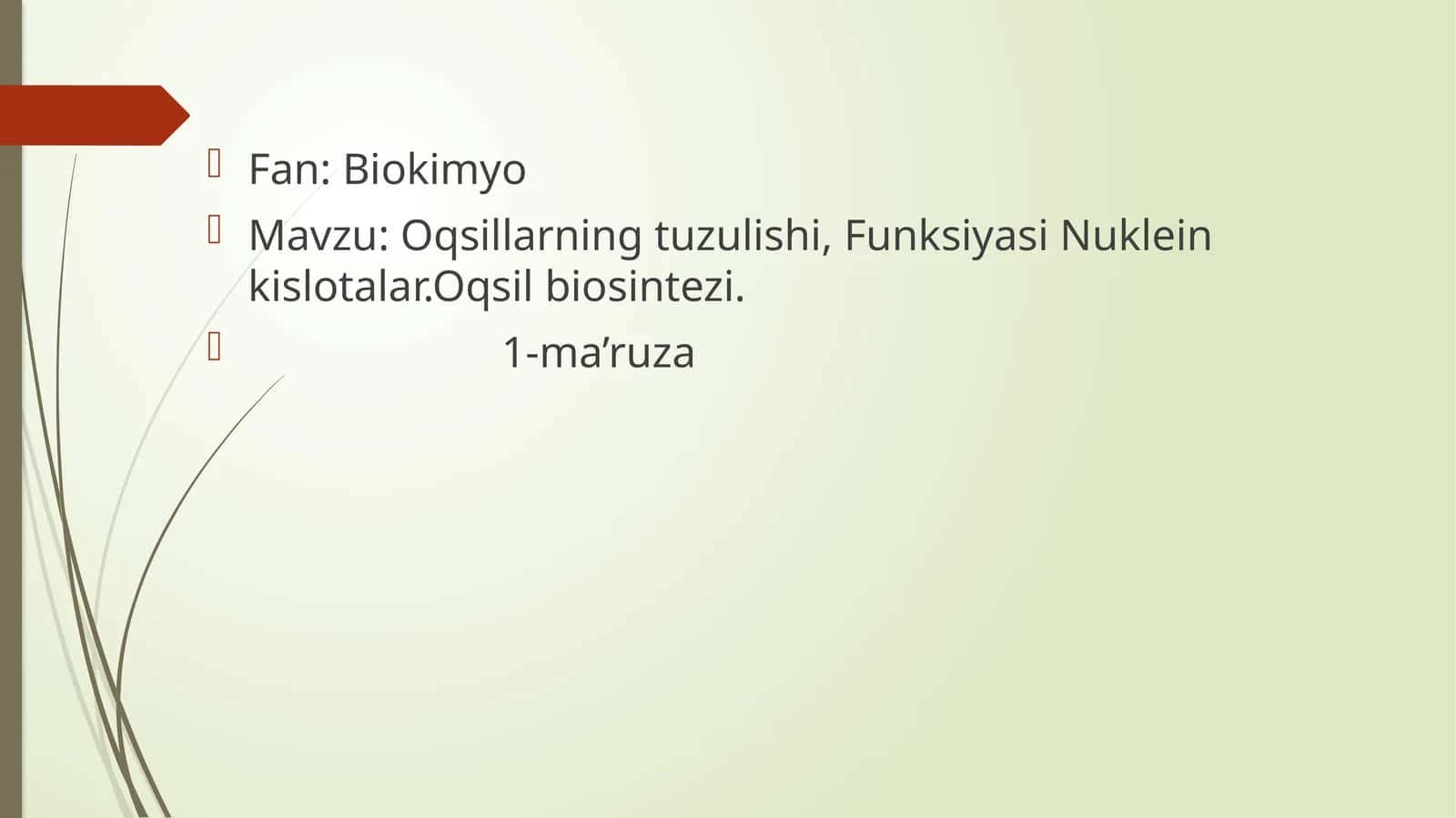 Oqsillarning tuzulishi va funksiyasi nukleinkislotalar 1