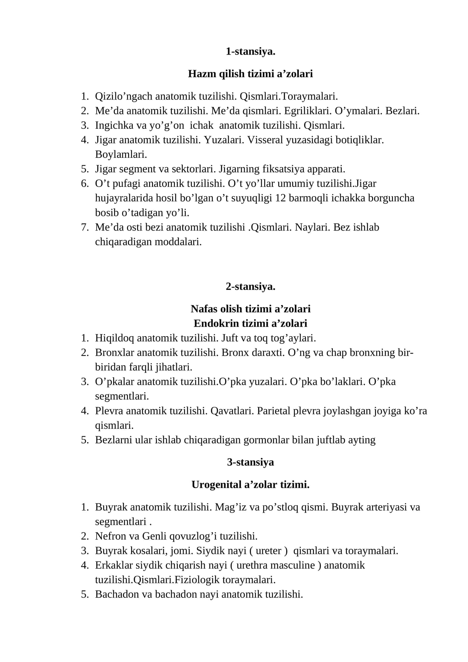 Hazm qilish va nafas olish tizimi anatomiyasi 1