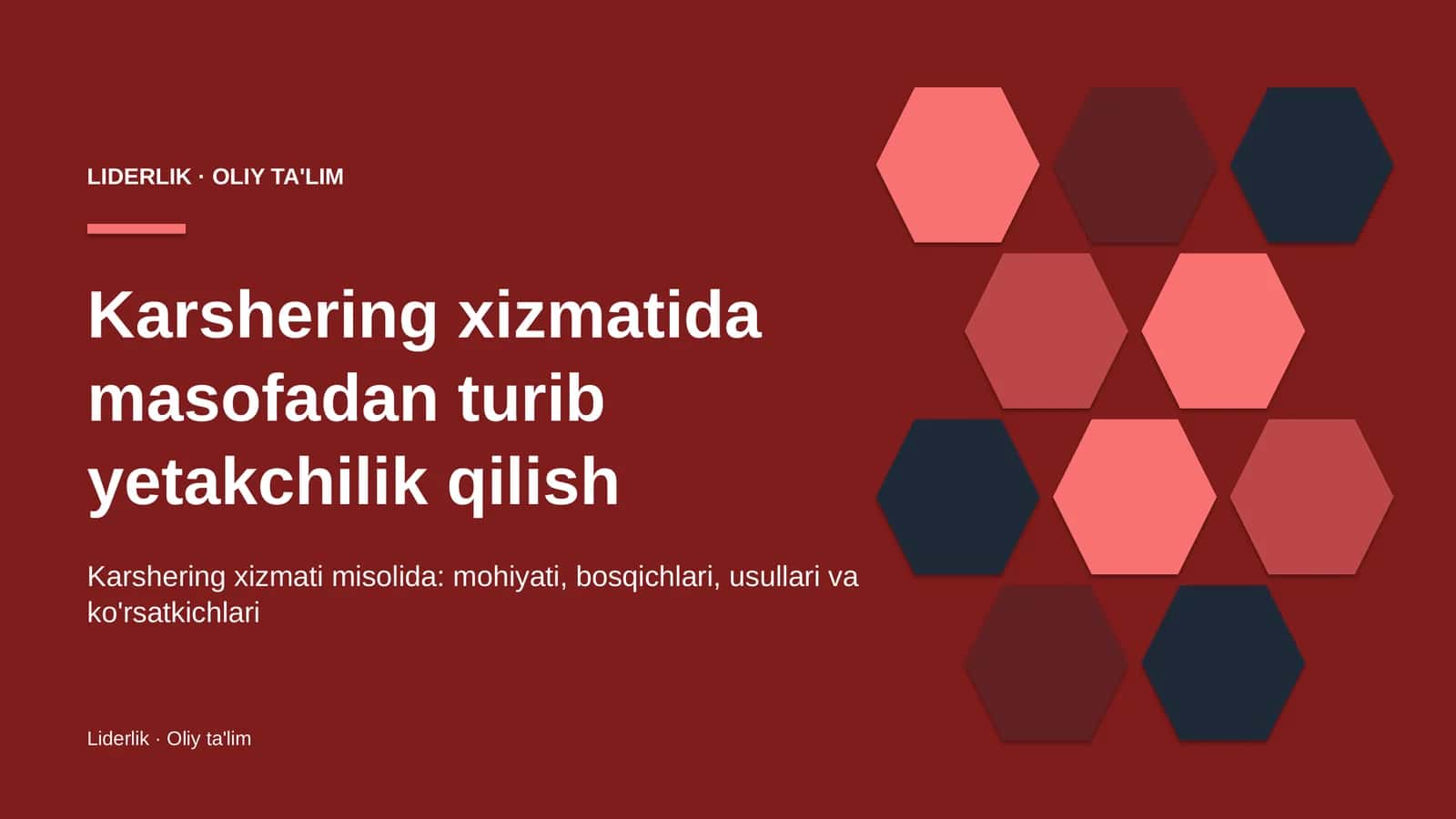 Karshering xizmatida masofadan turib yetakchilik qilish 1