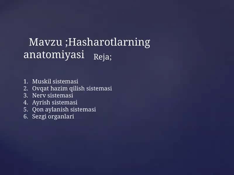 Hasharotlarning anatomiyasi 1