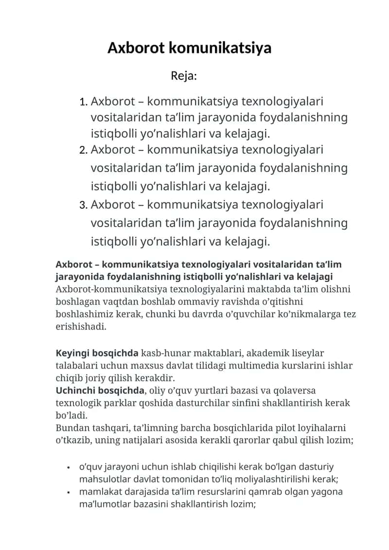 Axborot komunikatsiya texnologiyalari 1