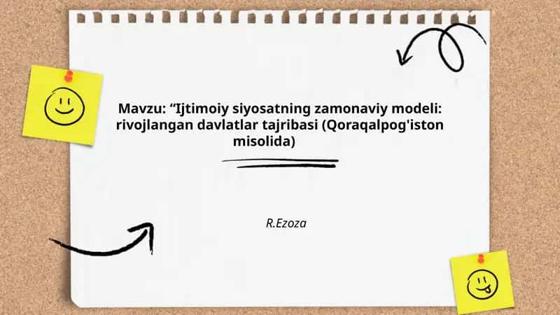 Ijtimoiy siyosatning zamonaviy modeli: rivojlangan davlatlar tajribasi (Qoraqalpog'iston misolida) 1