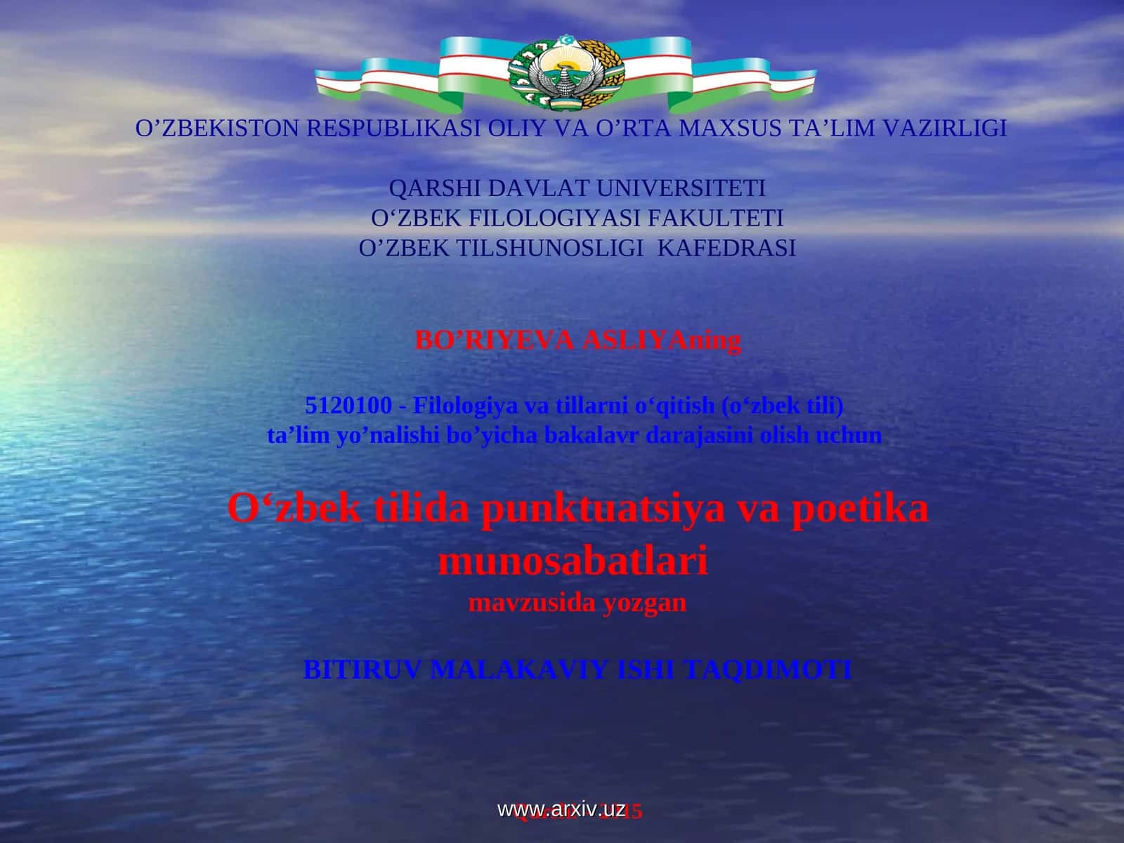Bitiruv malakaviy ishi taqdimoti 1