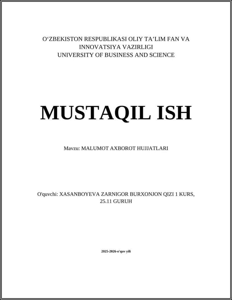 MALUMOT AXBOROT HUJJATLARI 1