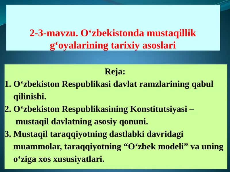 O‘zbekistonda mustaqillik g‘oyalarining tarixiy asoslari 1