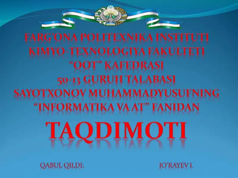 "Lokal va global kompyuter tarmoqlari." 1