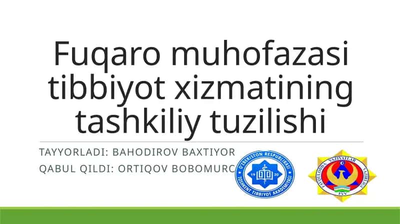 Fuqaro muhofazasi tibbiyot xizmatining tashkiliy tuzilishi 1