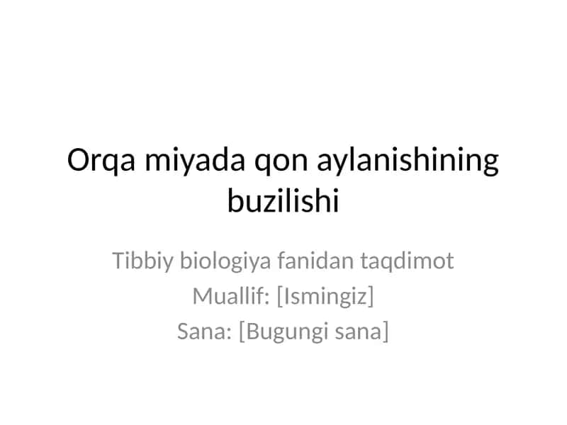Orqa miyada qon aylanishining buzilishi 1