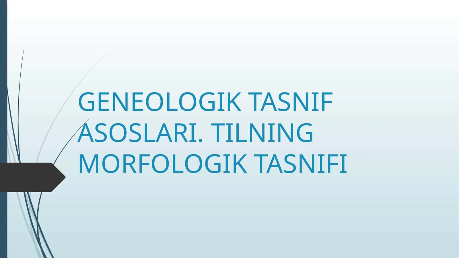 GENEOLOGIK TASNIF ASOSLARI. TILNING MORFOLOGIK TASNIFI 1