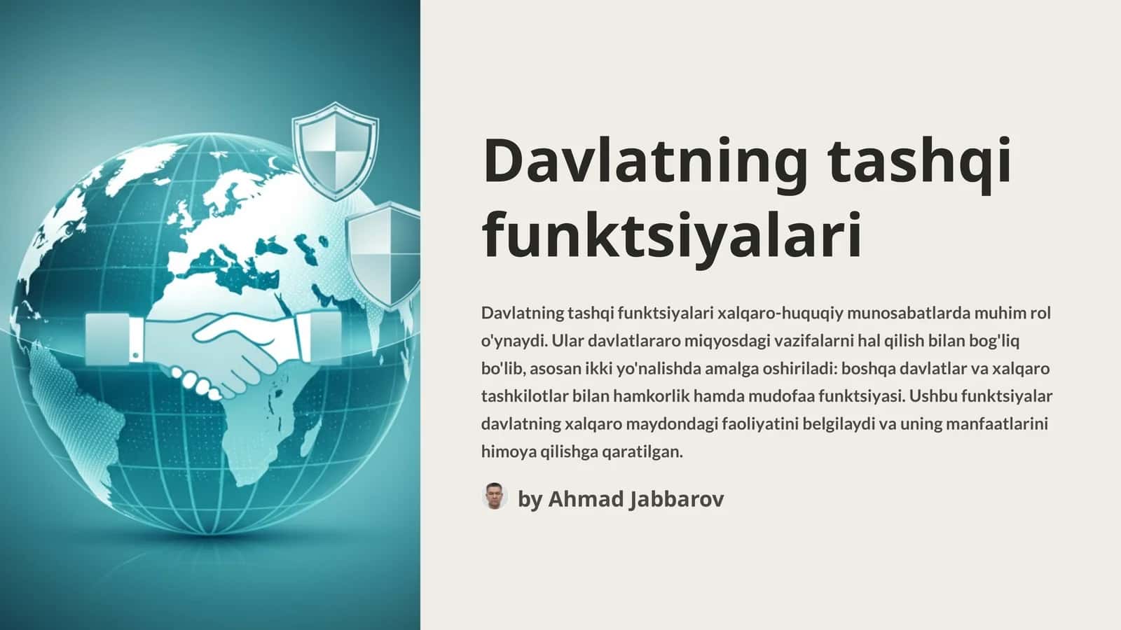 Davlatning tashqi funktsiyalari 1