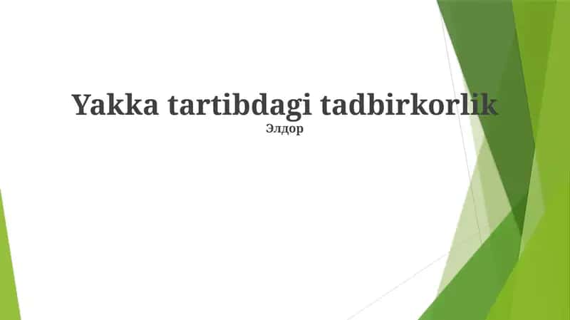 Tartibli Tadbirkorlik 1