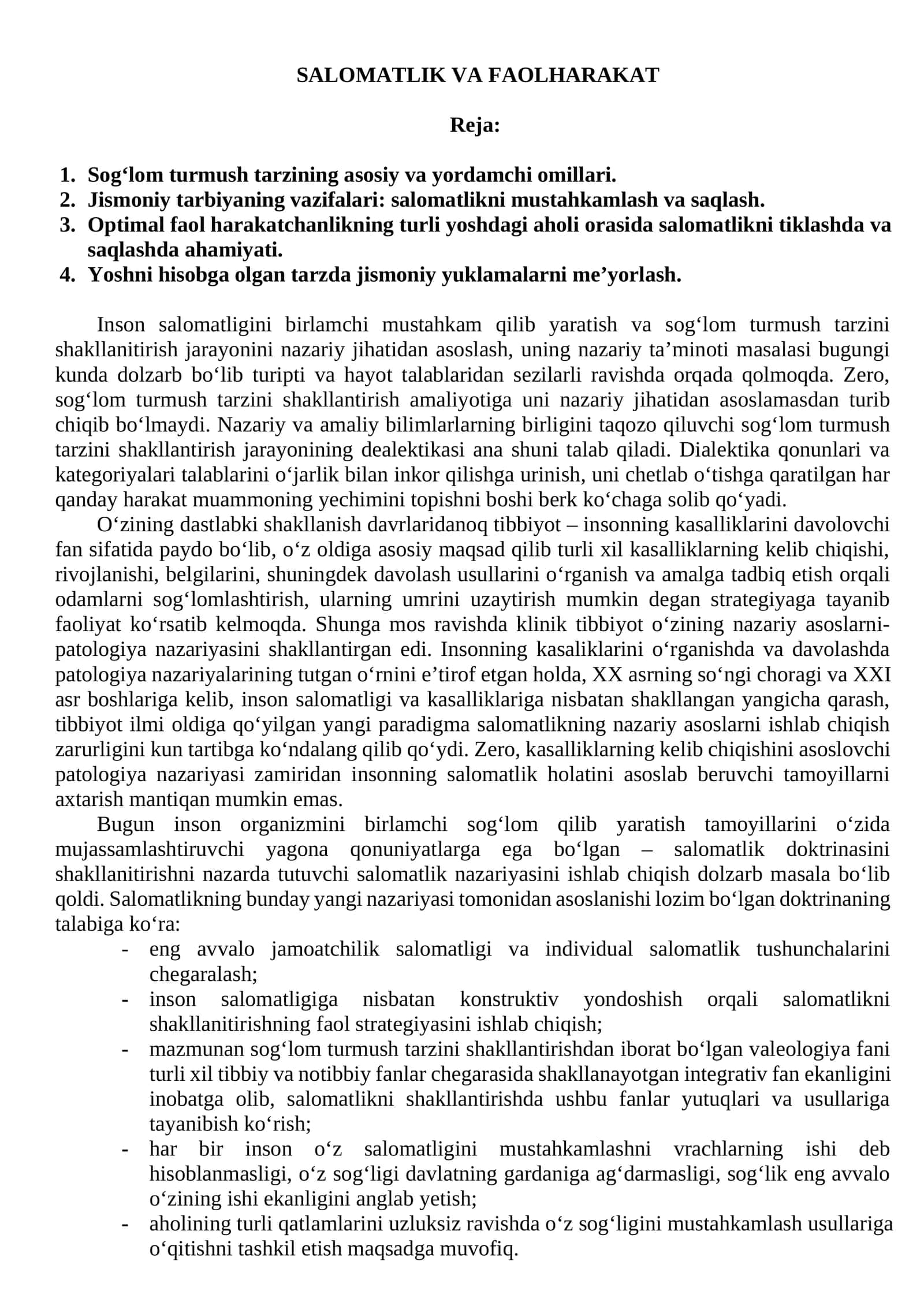 SALOMATLIK VA FAOLHARAKAT 1