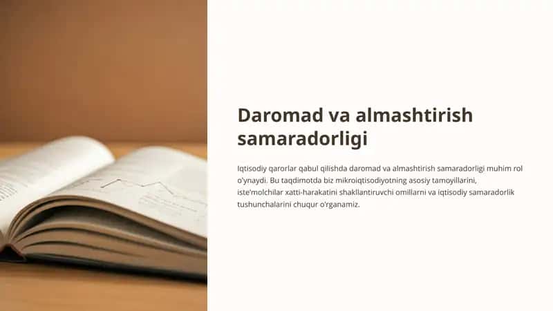 Daromad va almashtirish samaradorligi 1