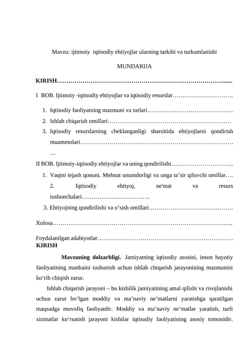 Iqtisodiy-iqtisodiy ehtiyojlar va uning qondirilishi 1