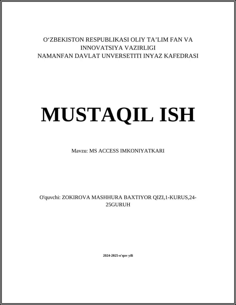 MS ACCESS IMKONIYATKARI 1