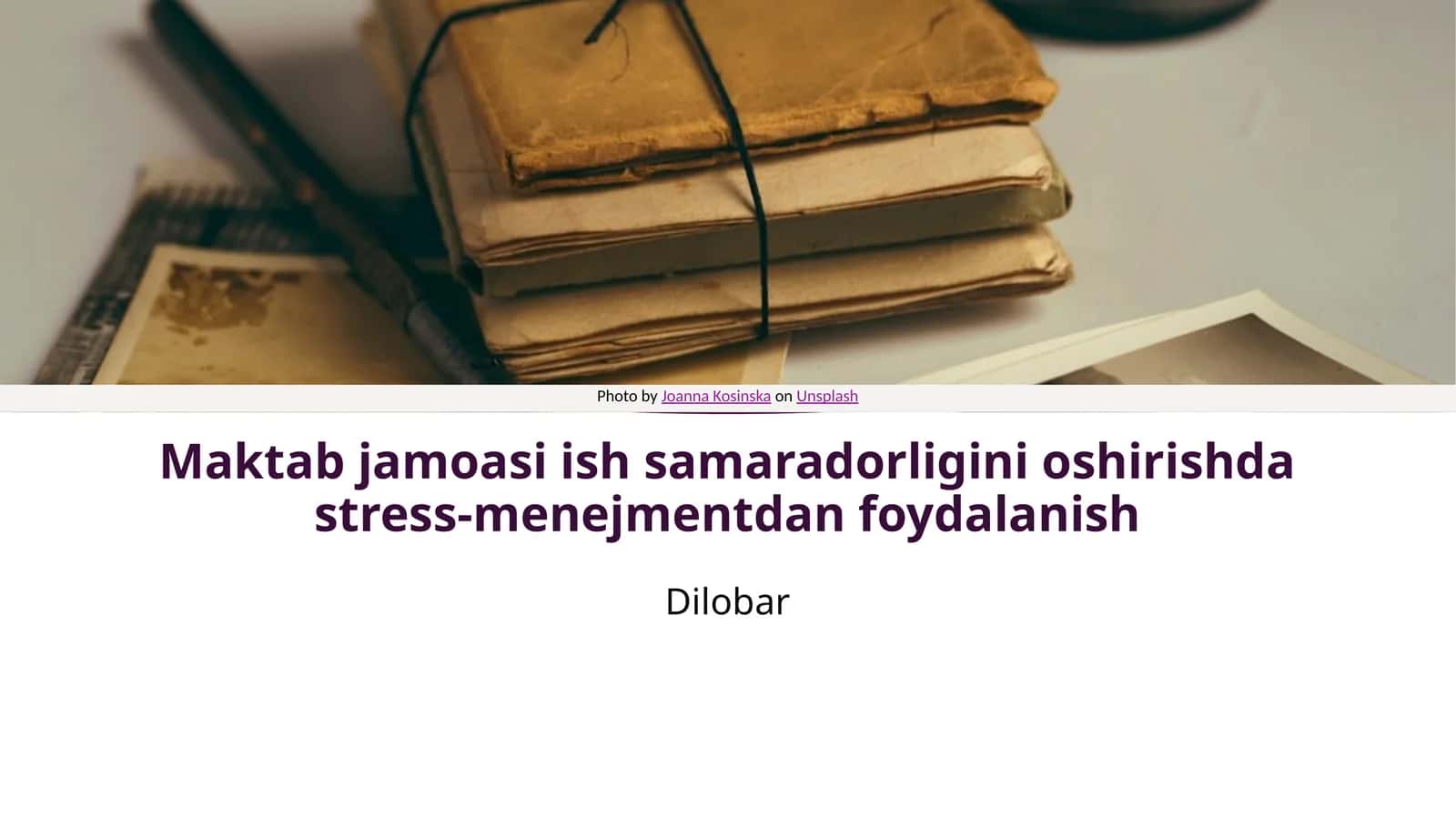 Stress-menejment va jamoaviy samaradorlik 1