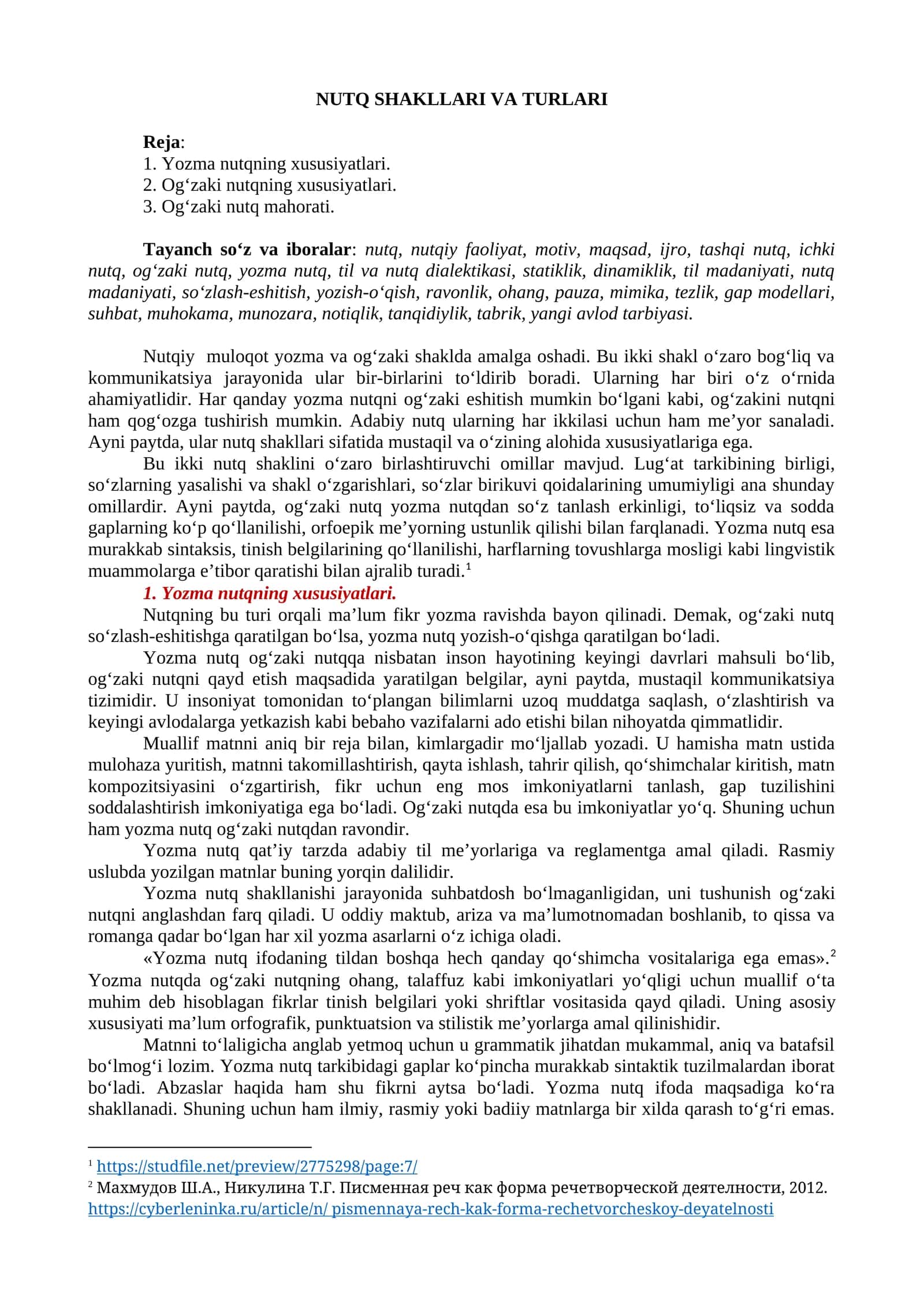Nutq Shakllari va Turlari 1