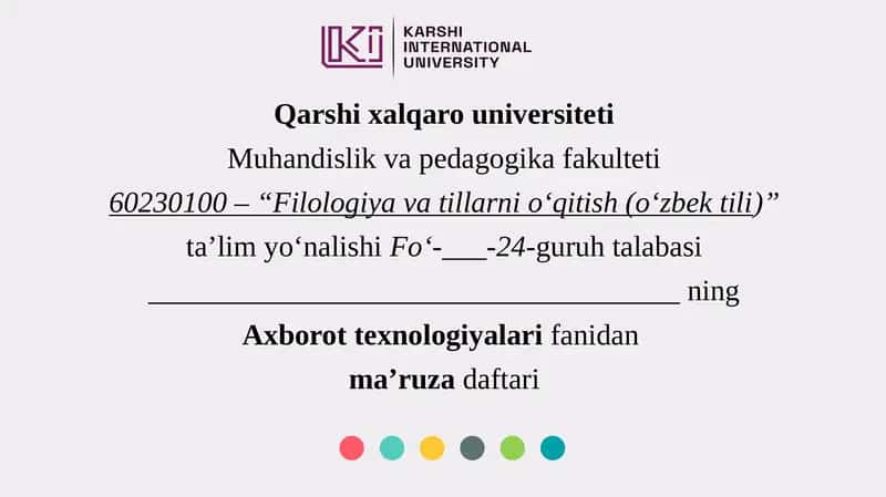 Filologiya va tillarni o'qitish (o'zbek tili) 1