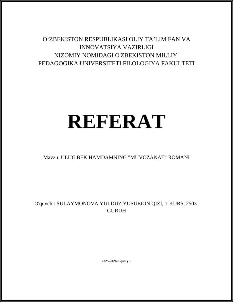 "Muvozanat" romani 1