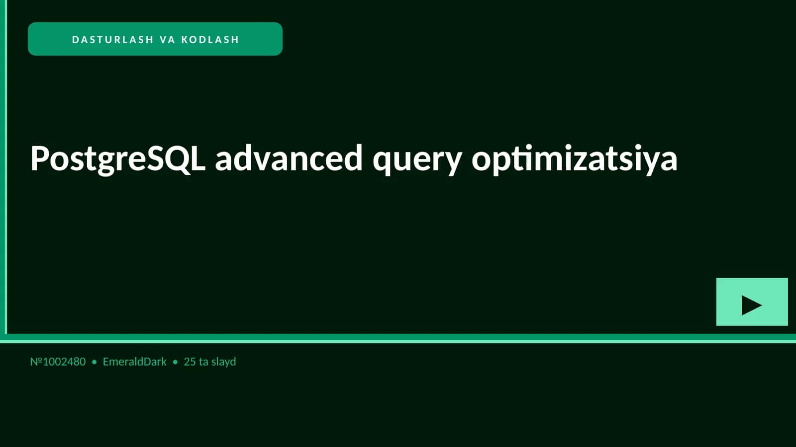 PostgreSQL advanced query optimizatsiya 1
