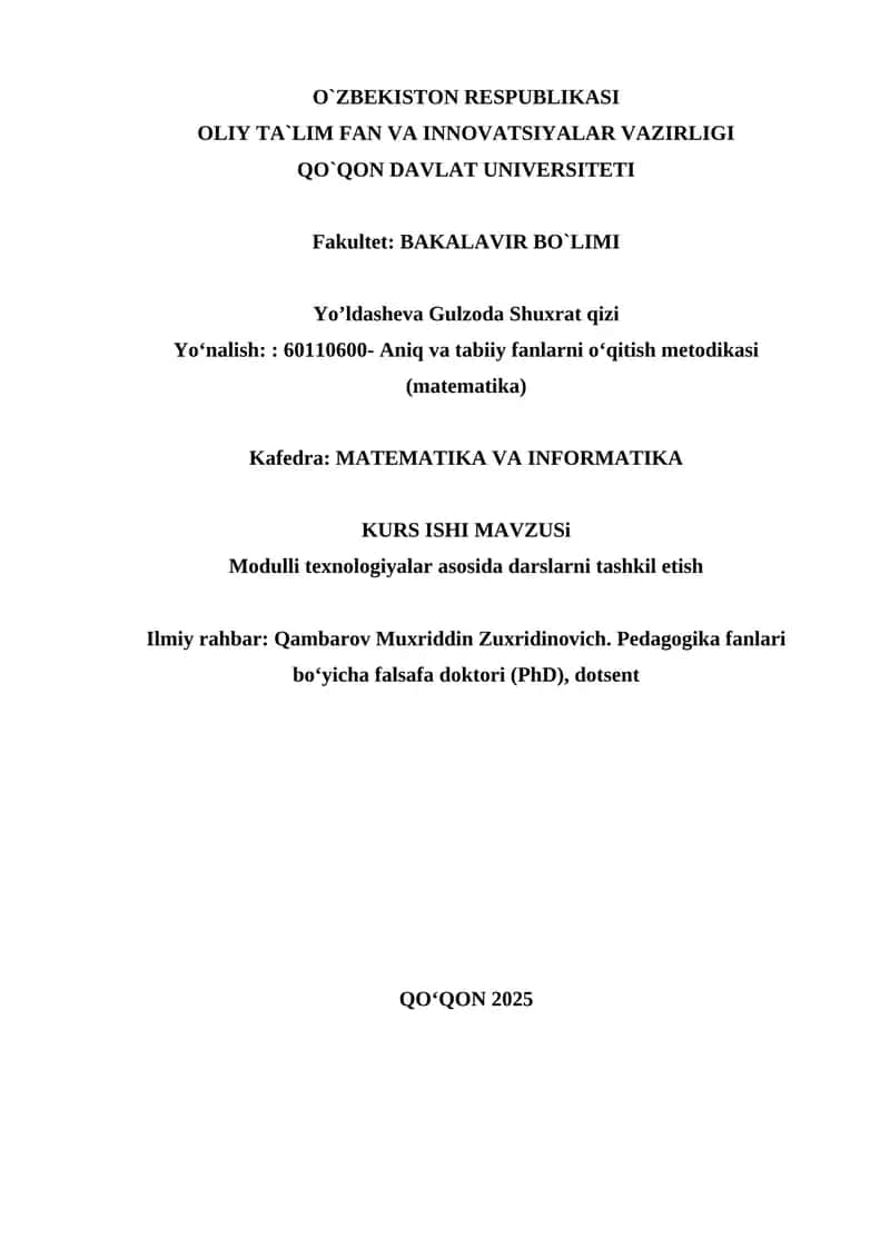 Aniq va tabiiy fanlarni oʻqitish metodikasi (matematika) 1