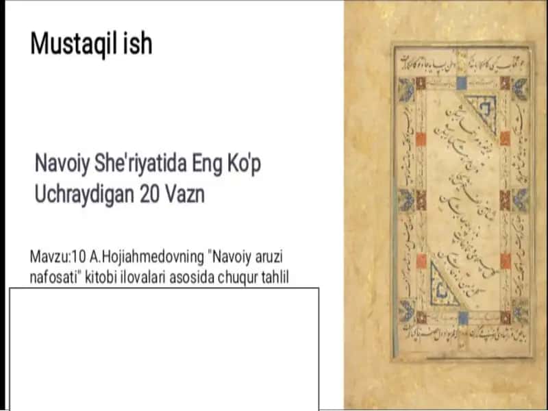 Alisher Navoiy g'azaluda uchraydigan 20 ta vazn 1