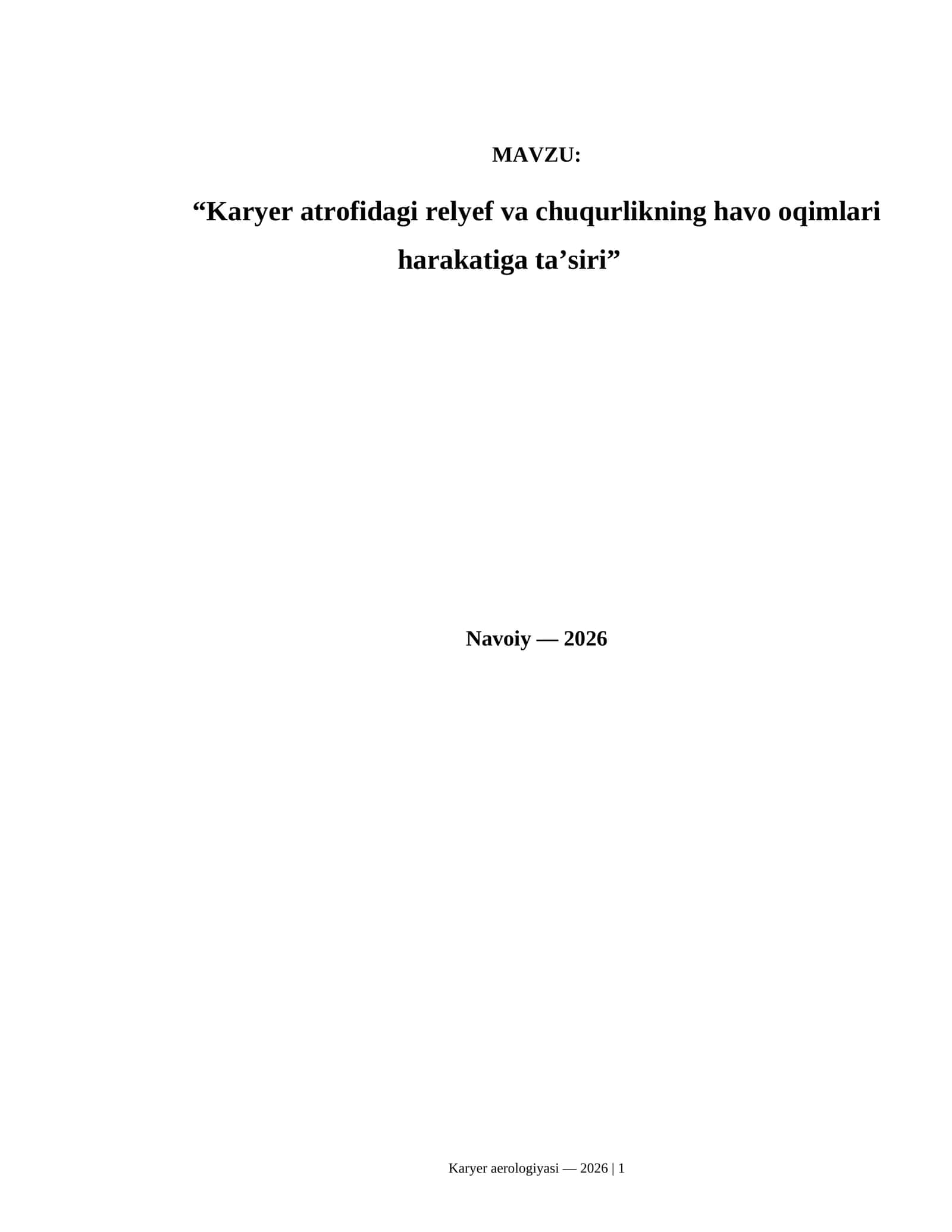 Karyer aerologiyasi 1