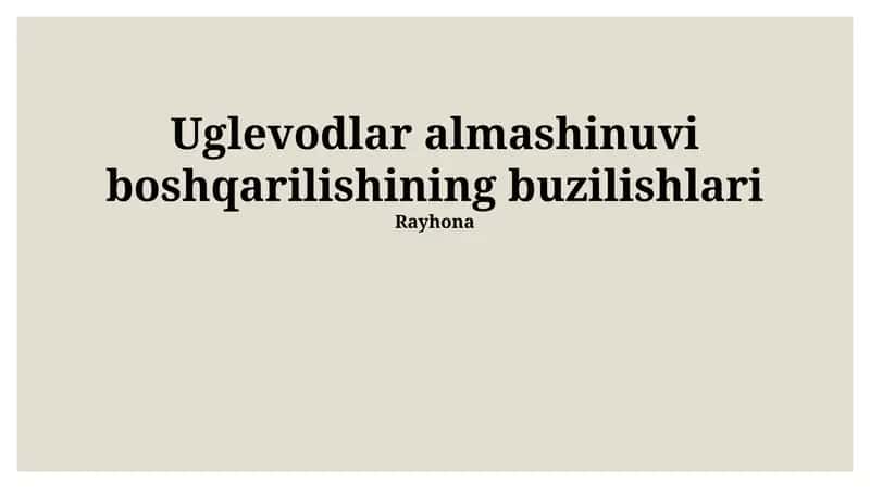 Uglevodlar almashinuvi boshqarilishining buzilishlari 1