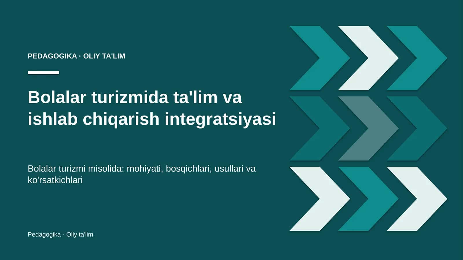 Bolalar turizmida ta'lim va ishlab chiqarish integratsiyasi 1