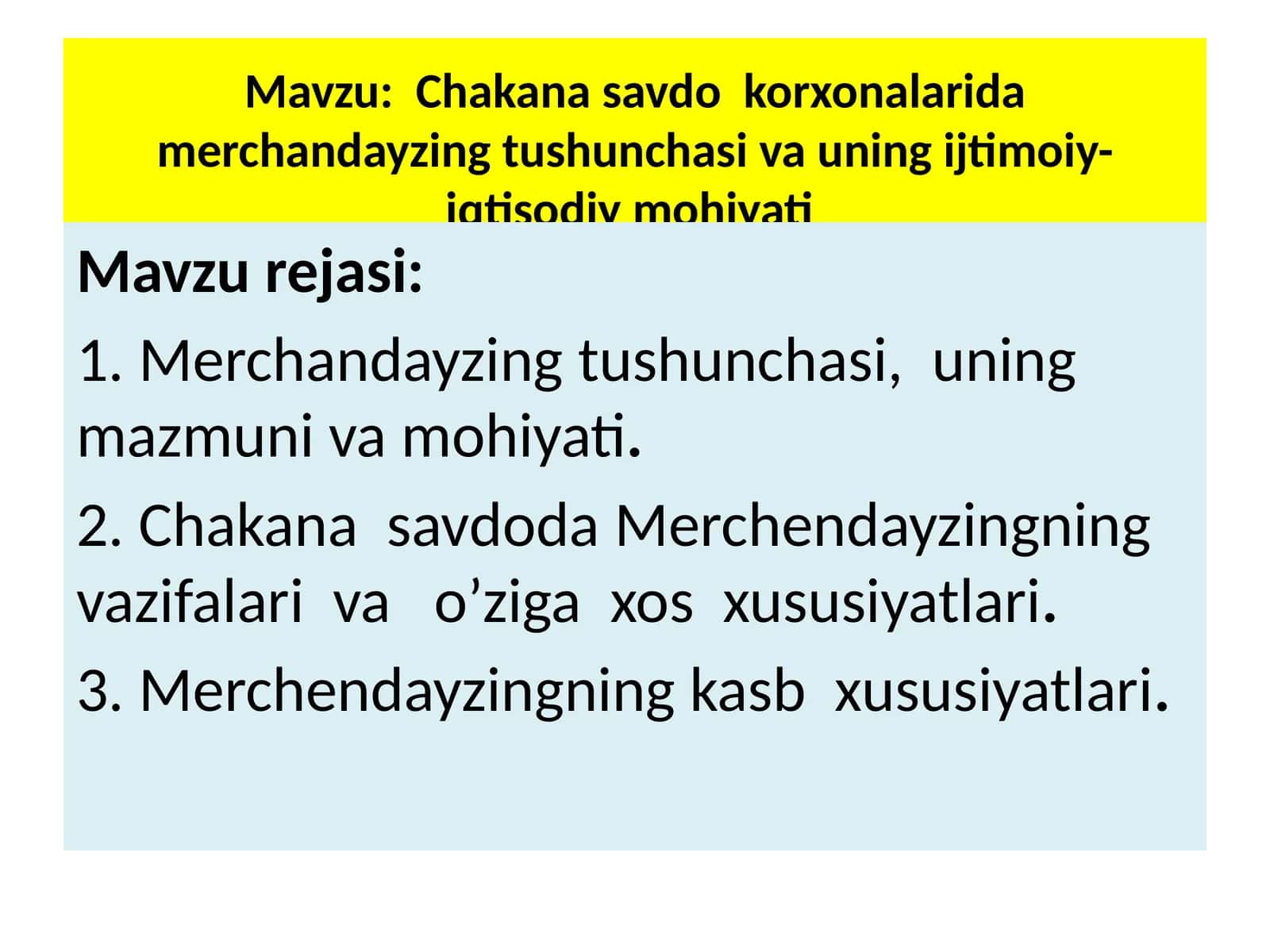 Merchandising tushunchasi 1
