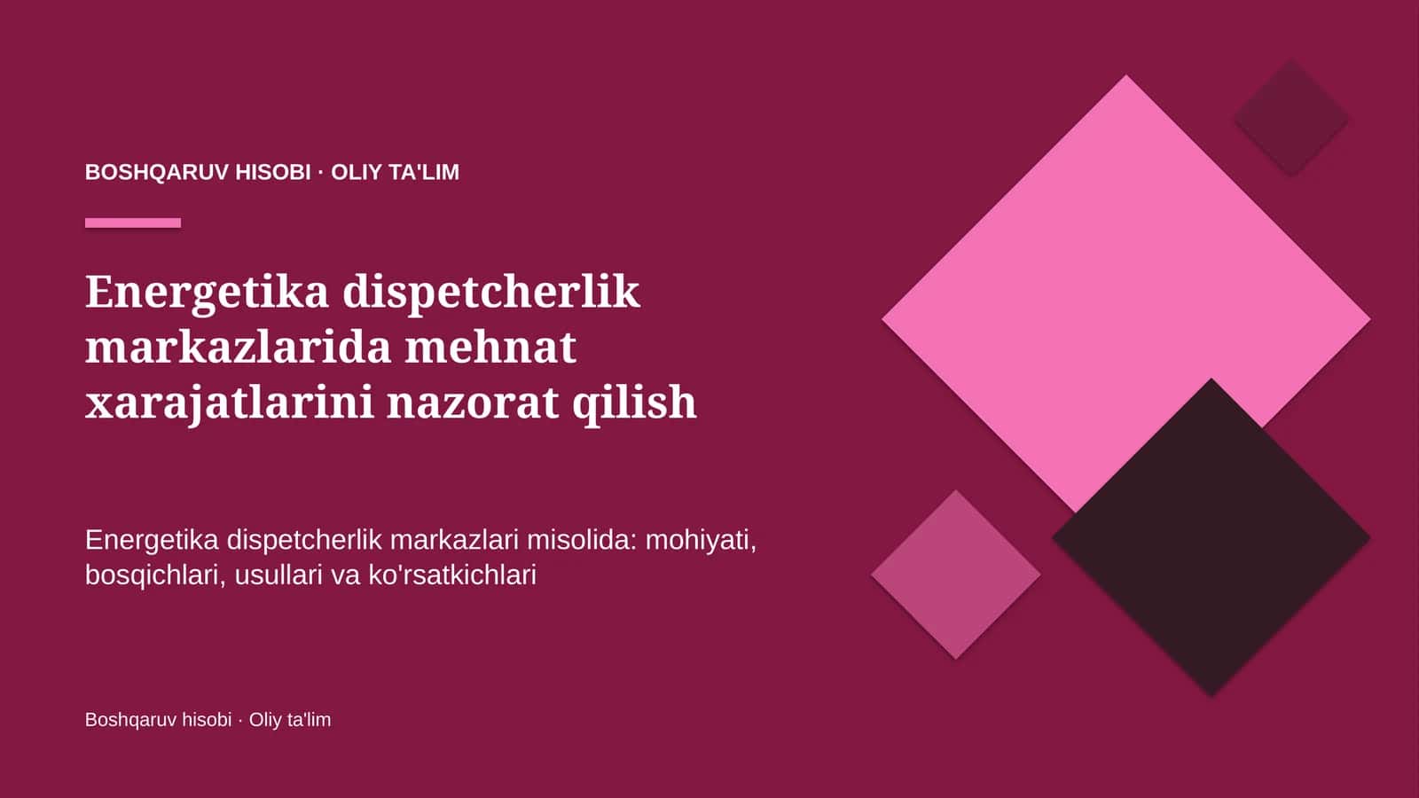 Energetika dispetcherlik markazlarida mehnat xarajatlarini nazorat qilish 1