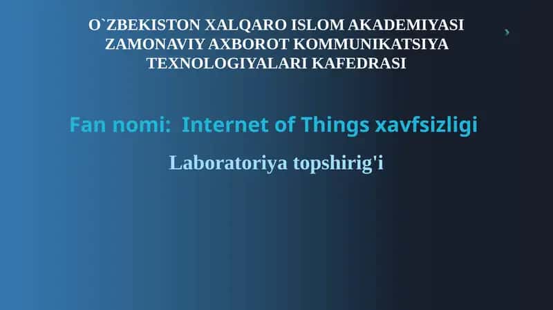 Internet of Things xavfsizligi 1