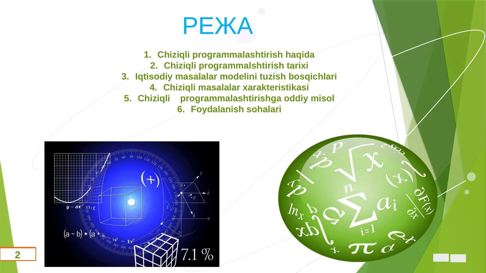 Chiziqli programmalar o’zgarishi iqtisodda 1