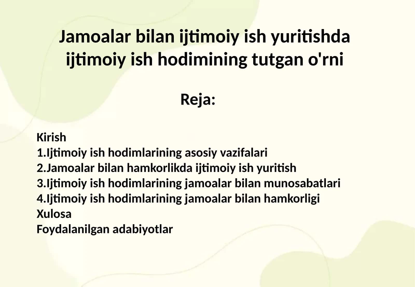 Ijtimoiy ish hodimlari jarayonlari 1