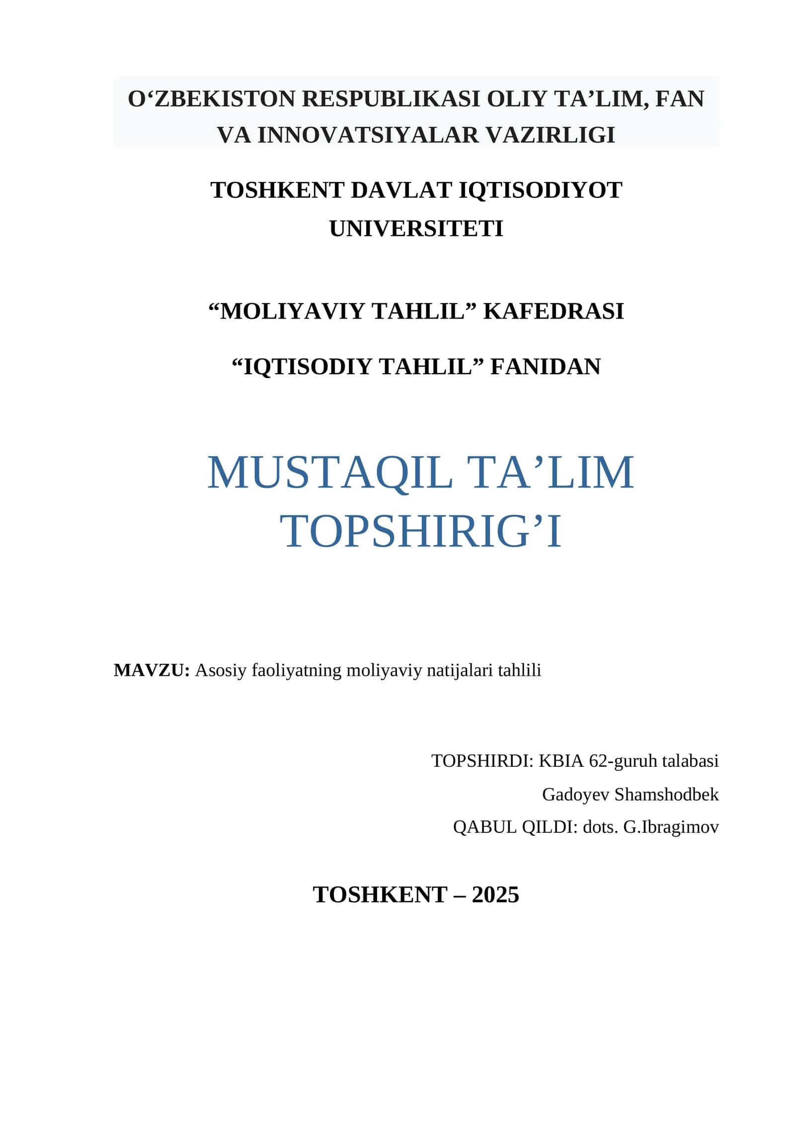 IQTISODIY TAHLIL 1