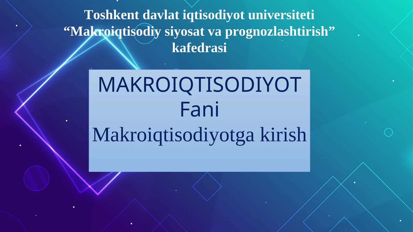 Makroiqtisodiyotga faniga kirish 1