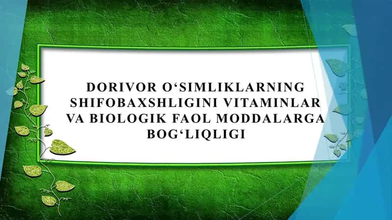 Dorivor oʻsimliklarning shifobaxshligini vitaminlar va biologik faol moddalarga bogʻliqligi 1