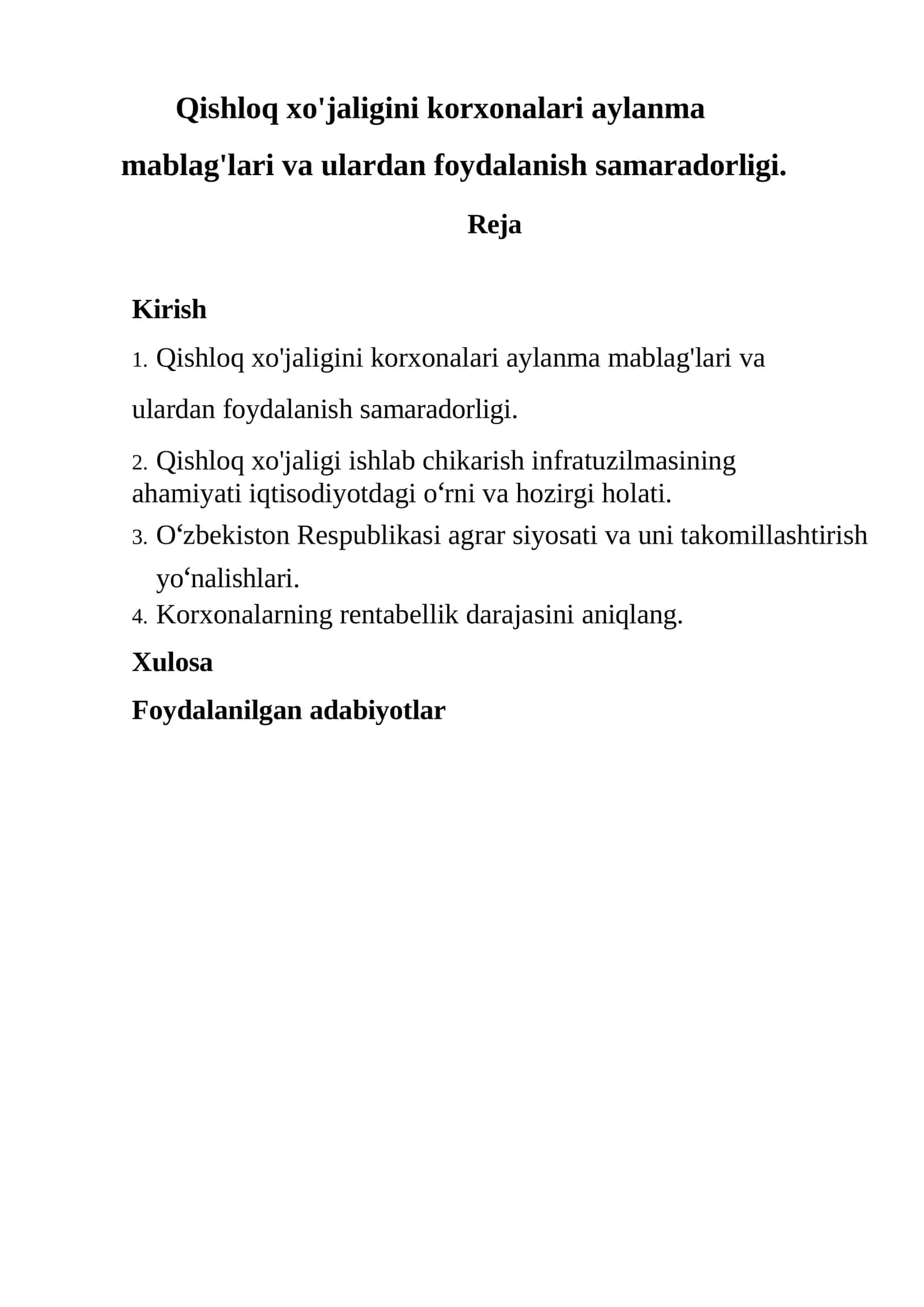 Qishloq xo'jaligini korxonalari aylanma mablag'lari va ulardan foydalanish samaradorligi 1