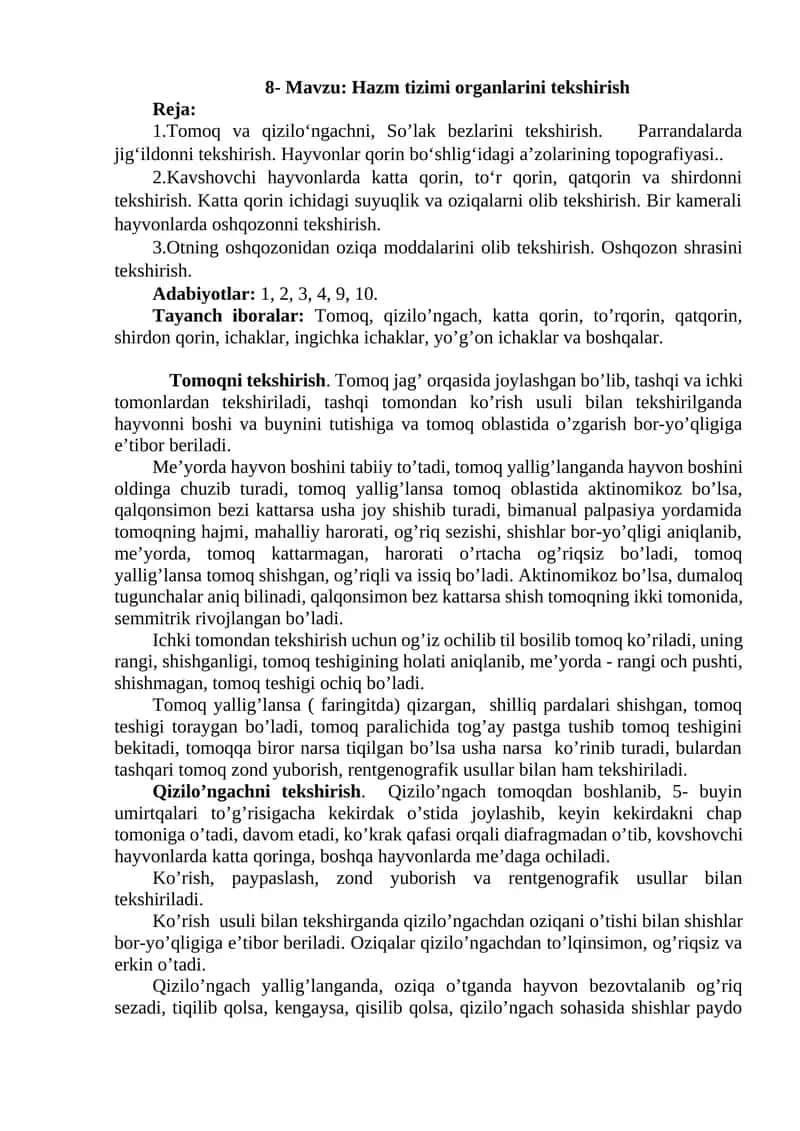 Hazm tizimi organlarini tekshirish 1