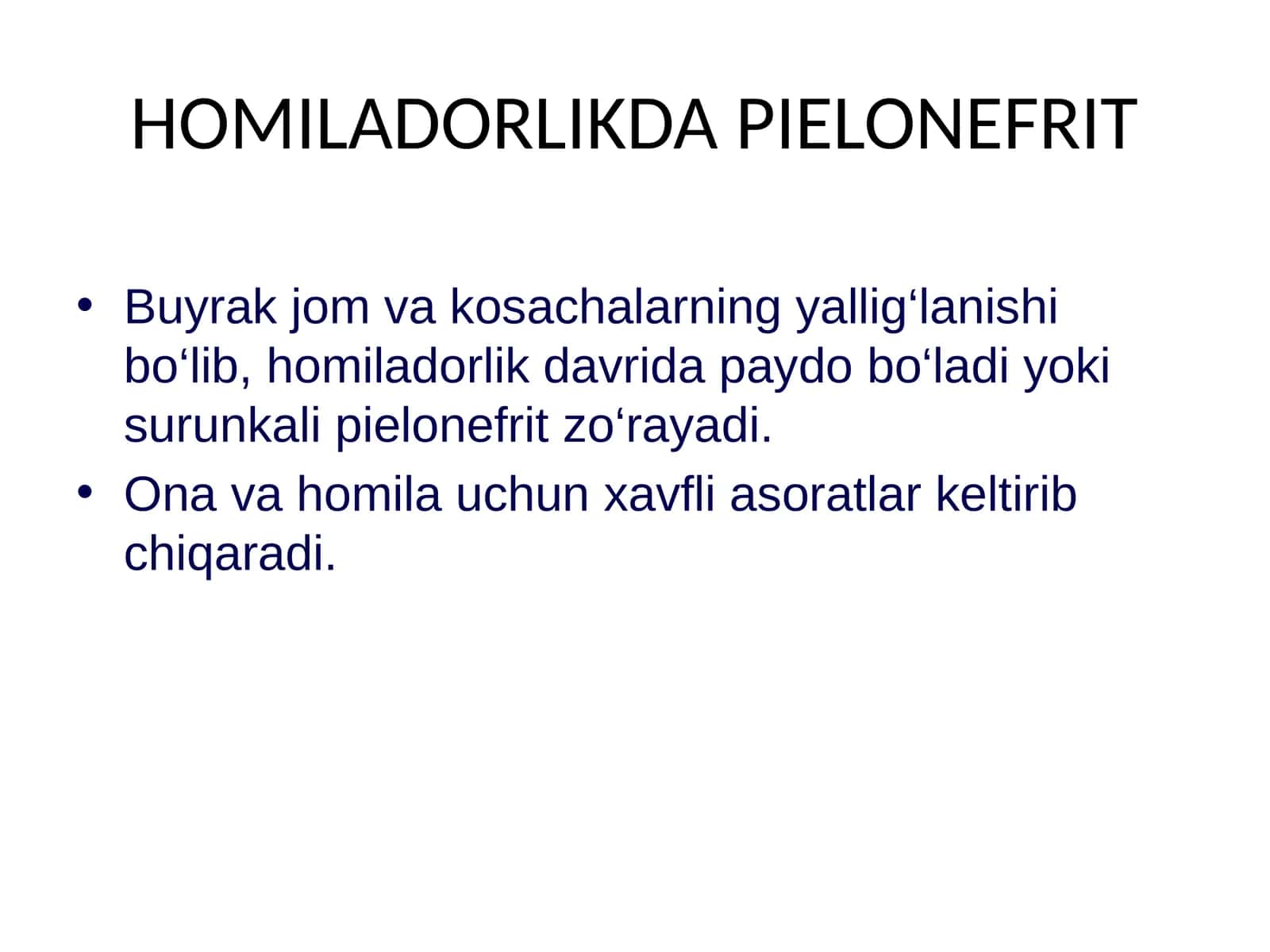 Homiladorlikda Pielonefrit 1